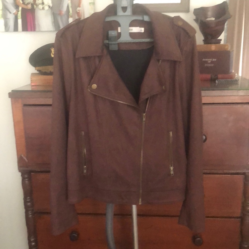 Justfab Brown Moto Jacket SZ L